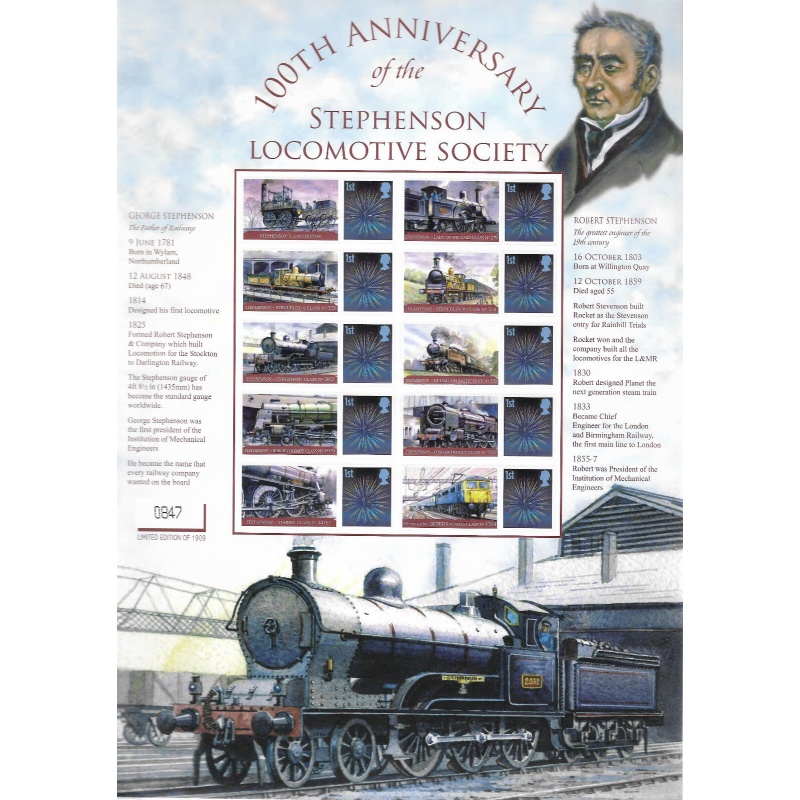 BC-205 GB 2009 Stephenson Locomotive Society Smiler sheet UNMOUNTED MINT