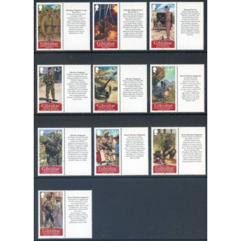 2008 Gibraltar Regiments SG1292 1301 Unmounted Mint