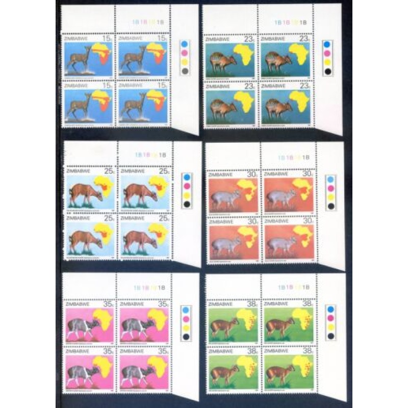 Zimbabwe 1987 Duiker Survey set SG718-23 Unmounted Mint T L Blocks 4