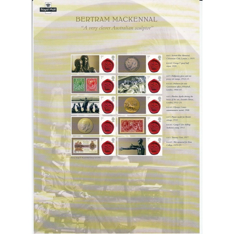 CSS-022 - Bertram MacKennal 150th Birth Anniversary Smiler sheet UNMOUNTED MINT