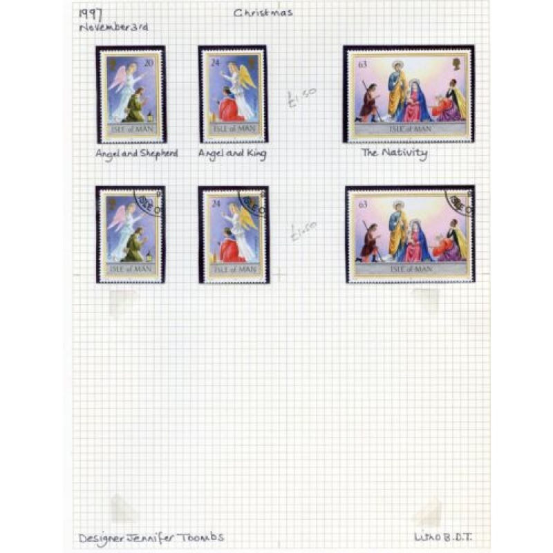 1997 Isle Of Man Christmas Set SG765 767 Unmounted mint  Used