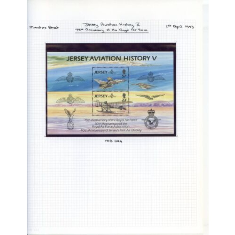 Jersey 1993 Aviation History Mini Sheet Unmounted Mint