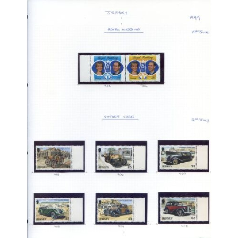 Jersey 1999 Royal Wredding  Vintage cars Sets  Unmounted Mint