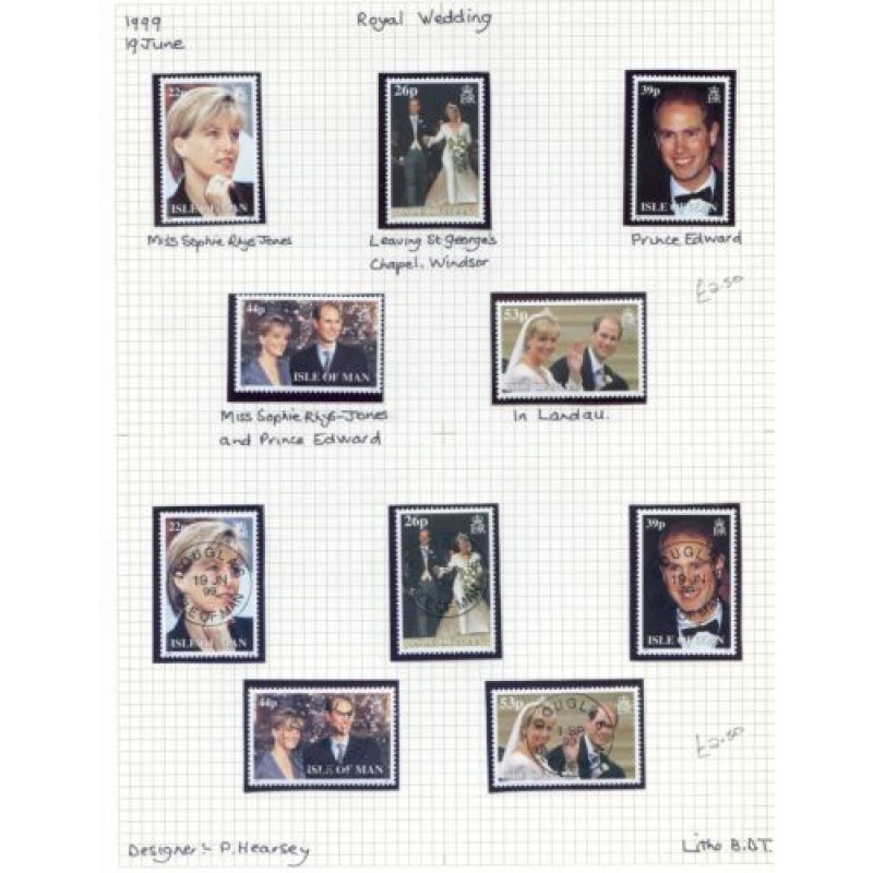 1999 Isle Of Man Royal Wedding Set SG851 855 Unmounted Mint  Used