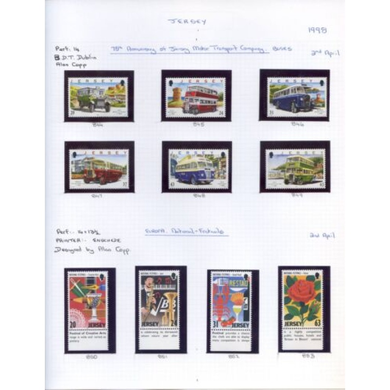 Jersey 1998 Motor Transport and Festivals sets Unmounted Mint