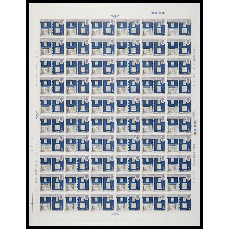 1970 British Rural Architecture (Cottages) 1s Complete Sheet Dot Cyl U M