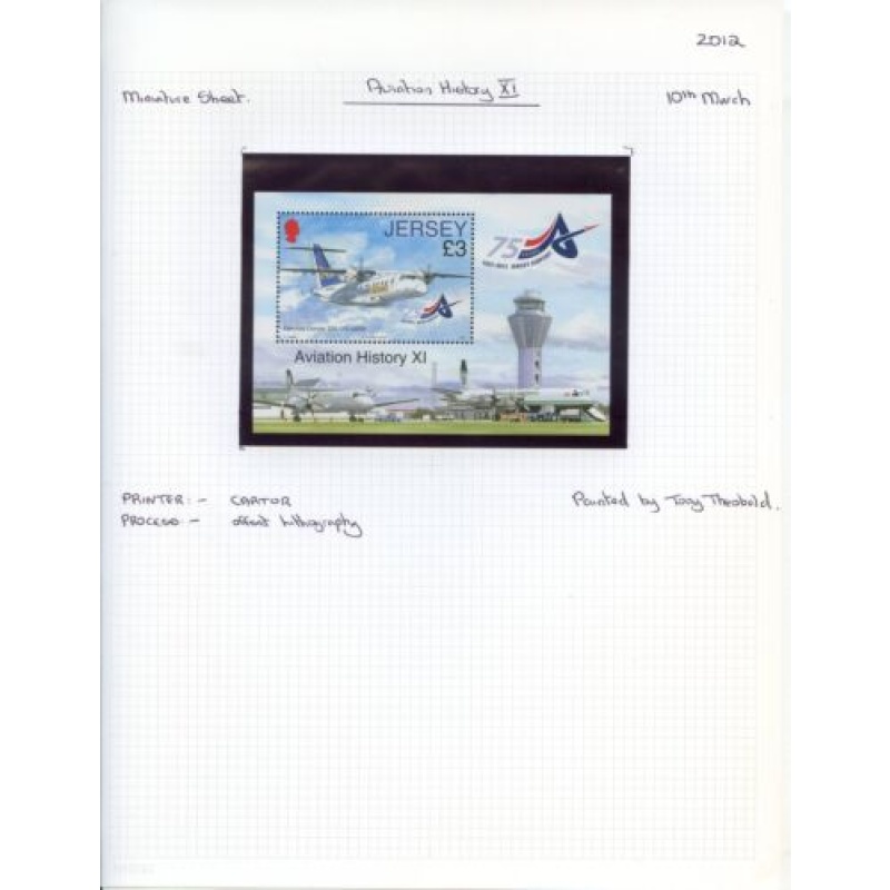 Jersey 2012 Aviation history mini Sheet Unmounted Mint