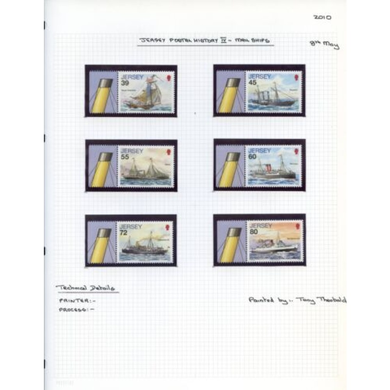 Jersey 2010 Postal History - Mail Ships Set Unmounted Mint