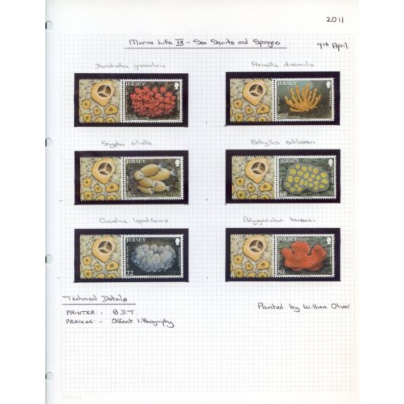 Jersey 2011 Sea Squirts and Sponges Set Unmounted Mint