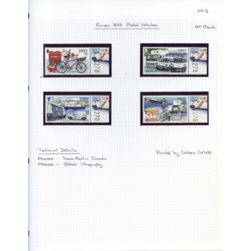 Jersey 2013 Postal Vehicles Set Unmounted Mint