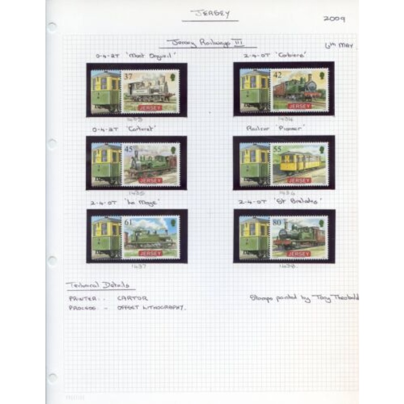 Jersey 2009 Railways Set Unmounted Mint