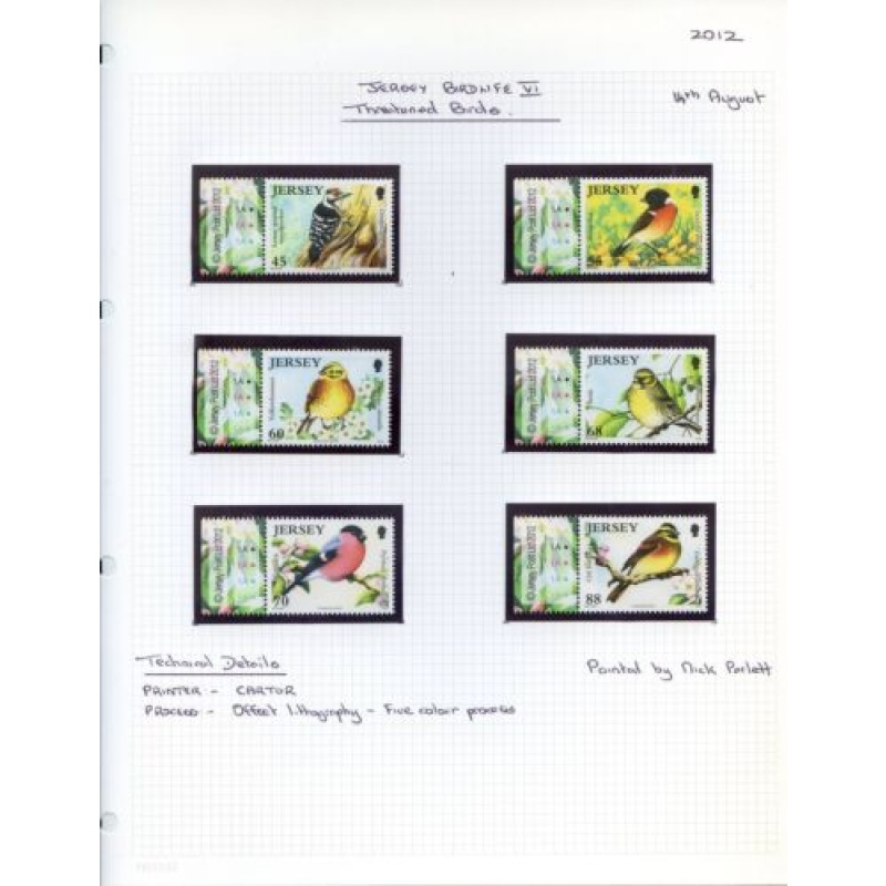 Jersey 2012 Threatened Birds Set Unmounted Mint