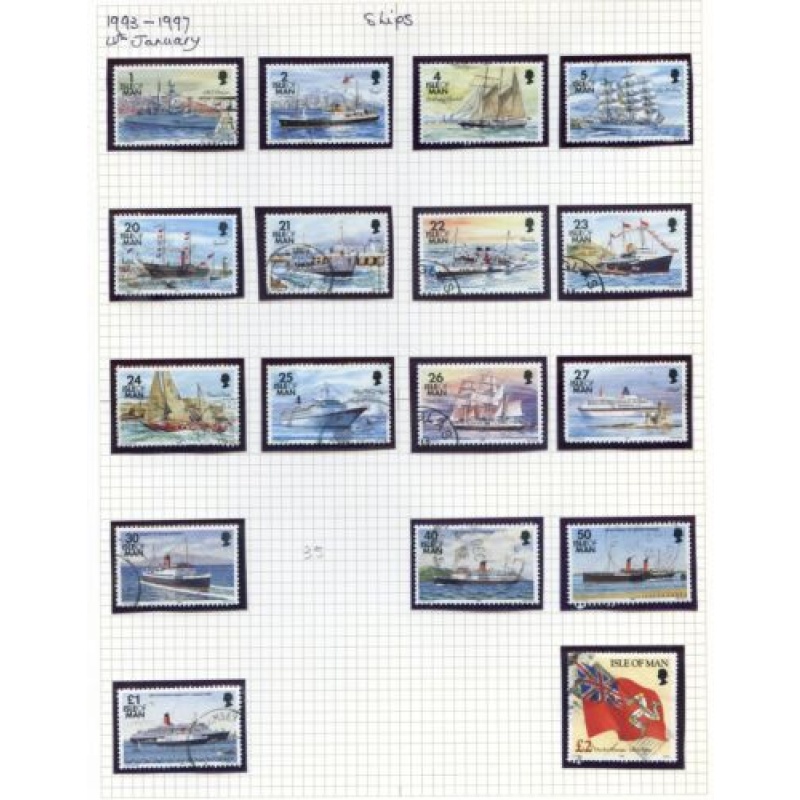 1993 Isle Of Man Ships Part Set SG539 556 Used