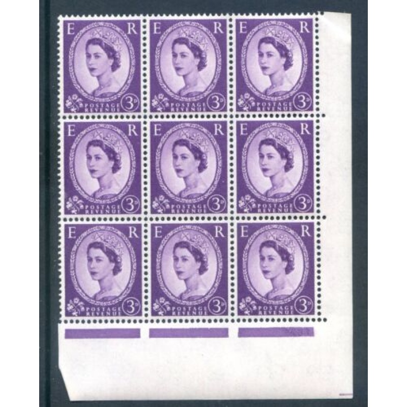 GB 3d Deep Lilac SG575edb Unmounted mint Block 9