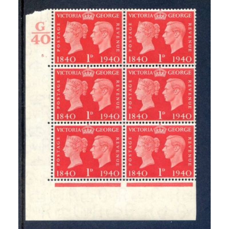 KGV1 1d Scarlet SG480 Cylinder 5 Dot G40 Unmounted Mint Block 6