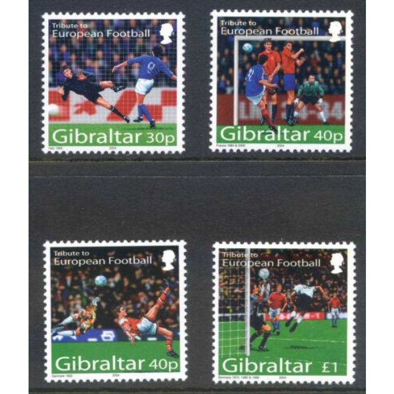 2004 Gibraltar European Football Set SG1083 1087 Unmounted Mint