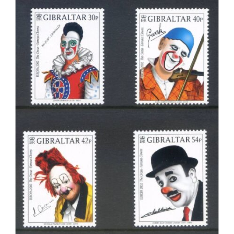 2002 Gibraltar Famous Clowns Set SG1002 1005 Unmounted Mint