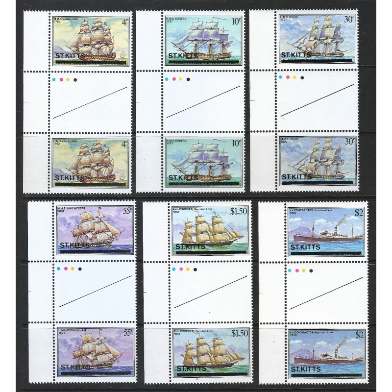 St. Kitts 1980 - Sg 42- Sg 47 - Ships set Gutter Pairs MNH