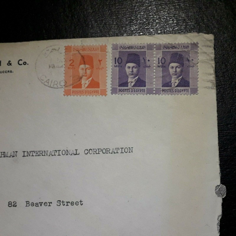 EGYPT COVER 1940'S 22 MILLS TO USA NEW YORK CENSORED M TRIANGLE 7 6935 EXAMINED