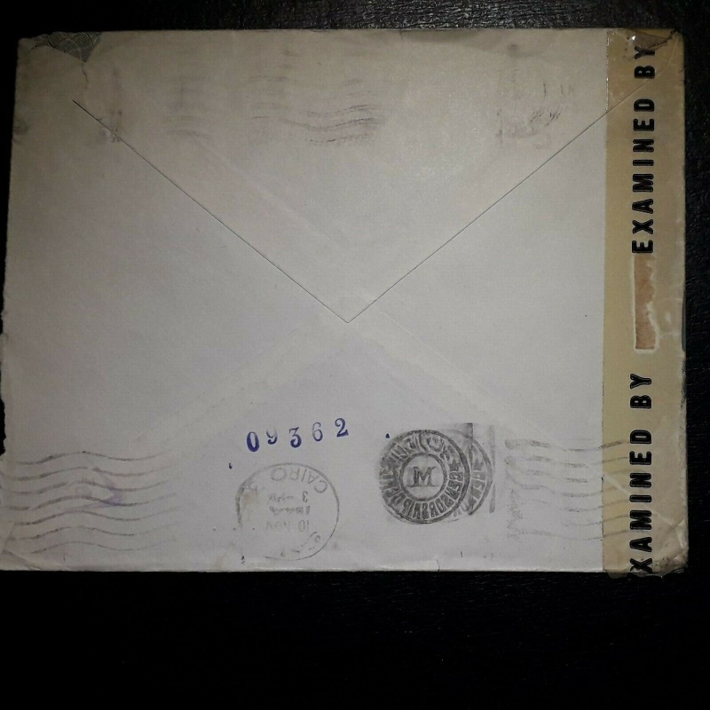 EGYPT COVER 1940'S 22 MILLS TO USA NEW YORK CENSORED M TRIANGLE 7 6935 EXAMINED