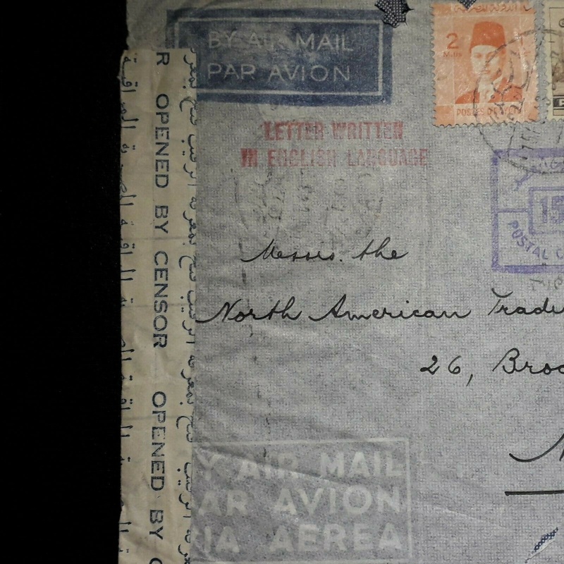 EGYPT COVER 1943 ALEXANDRIA TO USA VIA LAGOS 97 MILLS RATE CENSORED AND EXAMINED