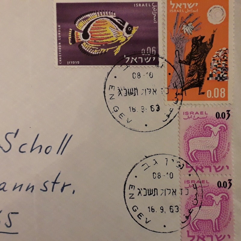 ISRAEL COVER 1963 M/L CAPERNAUM ENGEV POSTMARKS TO BERLIN GERMANY