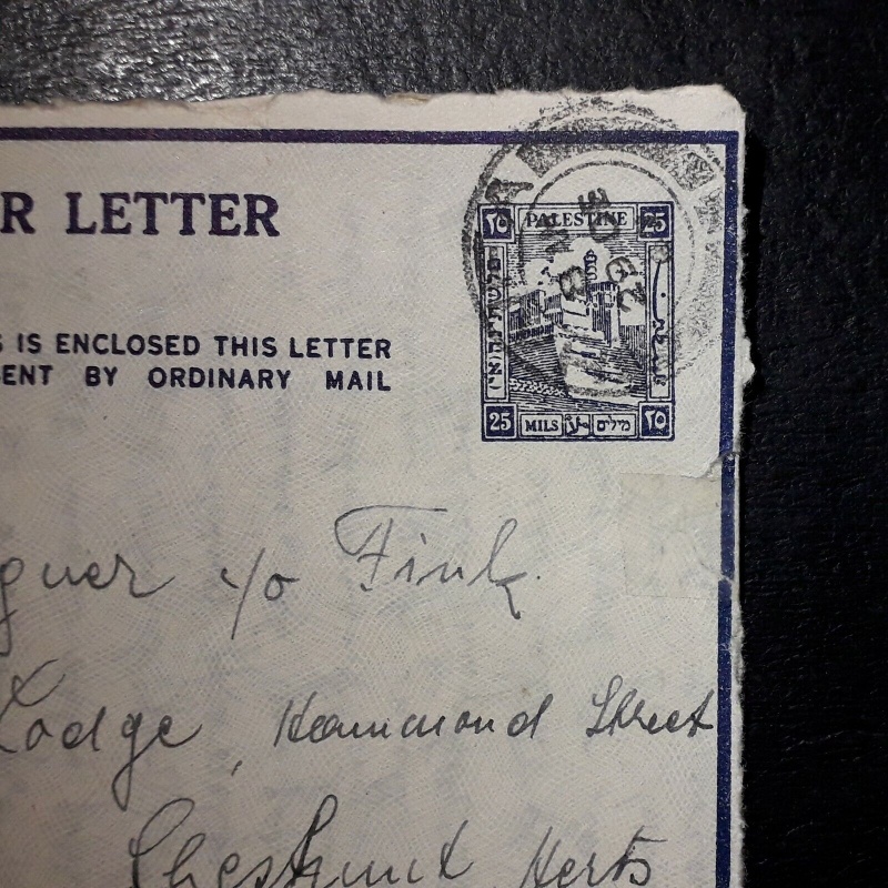 PALESTINE AIR LETTER 1947 HAIFA TO  CHESTNUT HERTS ENGLAND