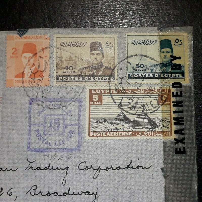 EGYPT COVER 1943 ALEXANDRIA TO USA VIA LAGOS 97 MILLS RATE CENSORED AND EXAMINED