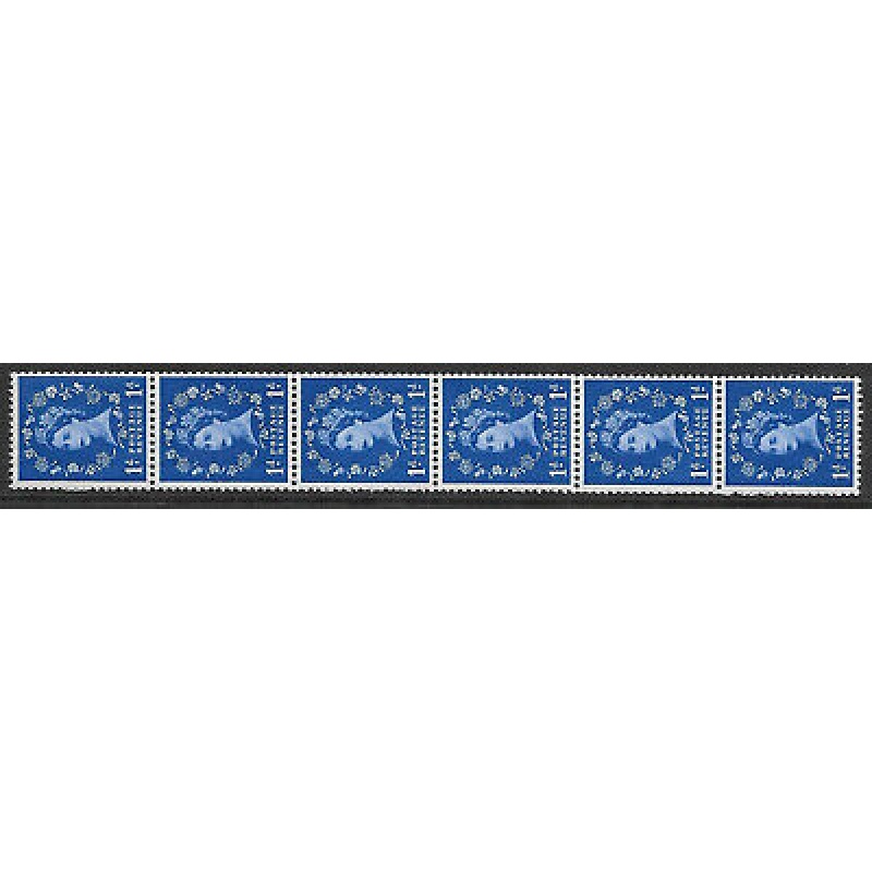 S18 1d Wilding Graphite coil strip UNMOUNTED MINT MNH