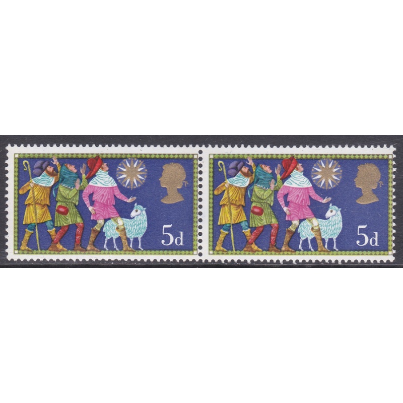 sg813 1969 5d Christmas Misperf pair UNMOUNTED MINT [SN]