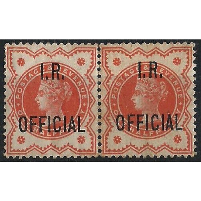 GB Qv - Sg O13 - d Vermilion I.R. Official Pair MNH  MM