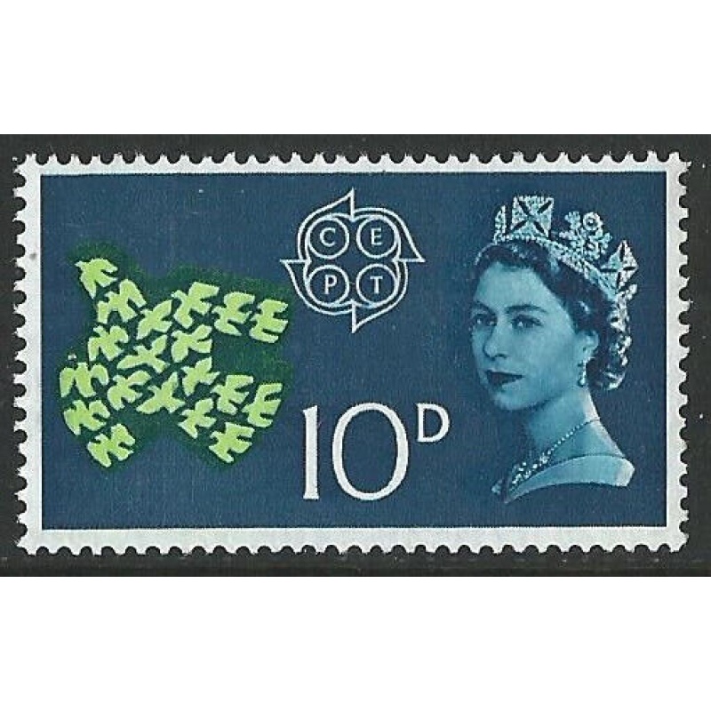 Elizabeth II - Sg 628 - 1961 CEPT 10d VARIETY WHITE NECKLINE MNH