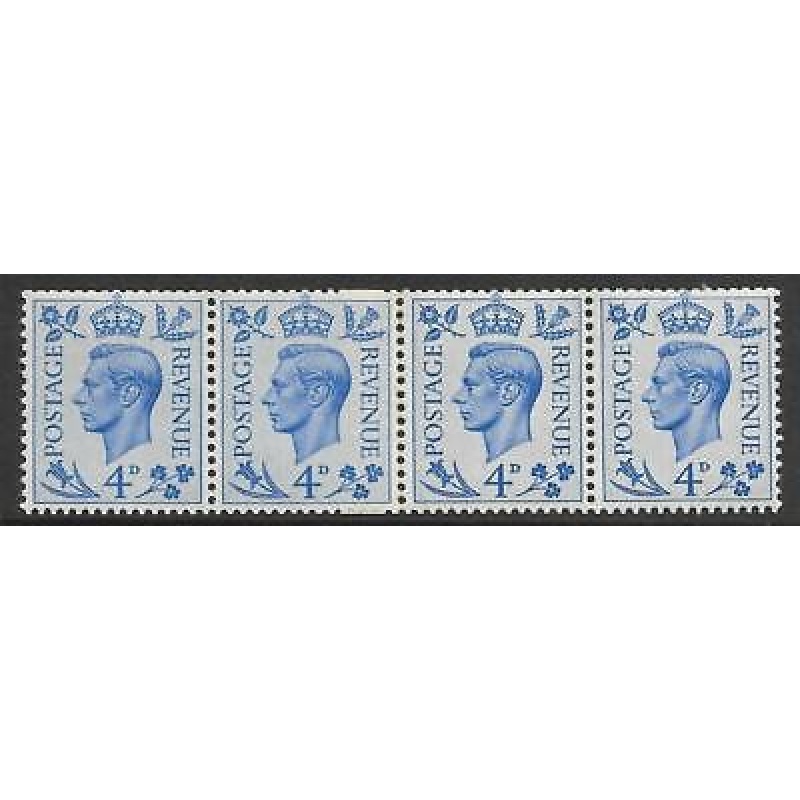 Sg 508d 4d Ultramarine Coil Join Strip of 4 UNMOUNTED MINT