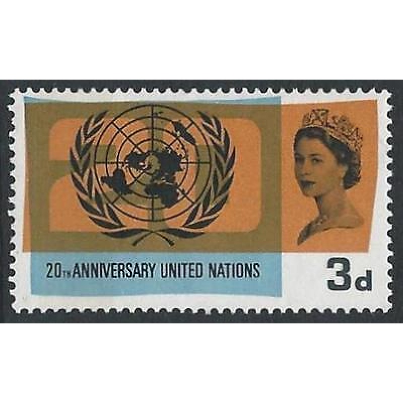 1965 United Nations 3d (Phos) - Significant Band Shift Variety - MNH