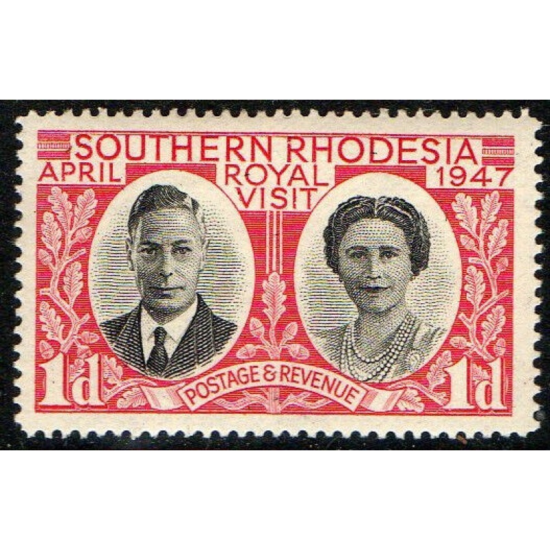 Southern Rhodesia Sg63 - 1d. black and scarlet 1947 VLMM