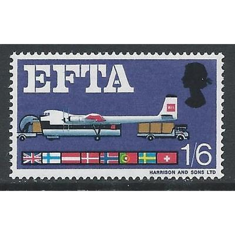 Sg716h 1966 EFTA 1 6 (Ord) - Listed Flaw - Broken Ribbon - UNMOUNTED MINT