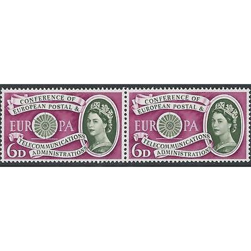 1960 CEPT Europa 6d in Pair - Listed Flaw - Broken Diadem - MNH