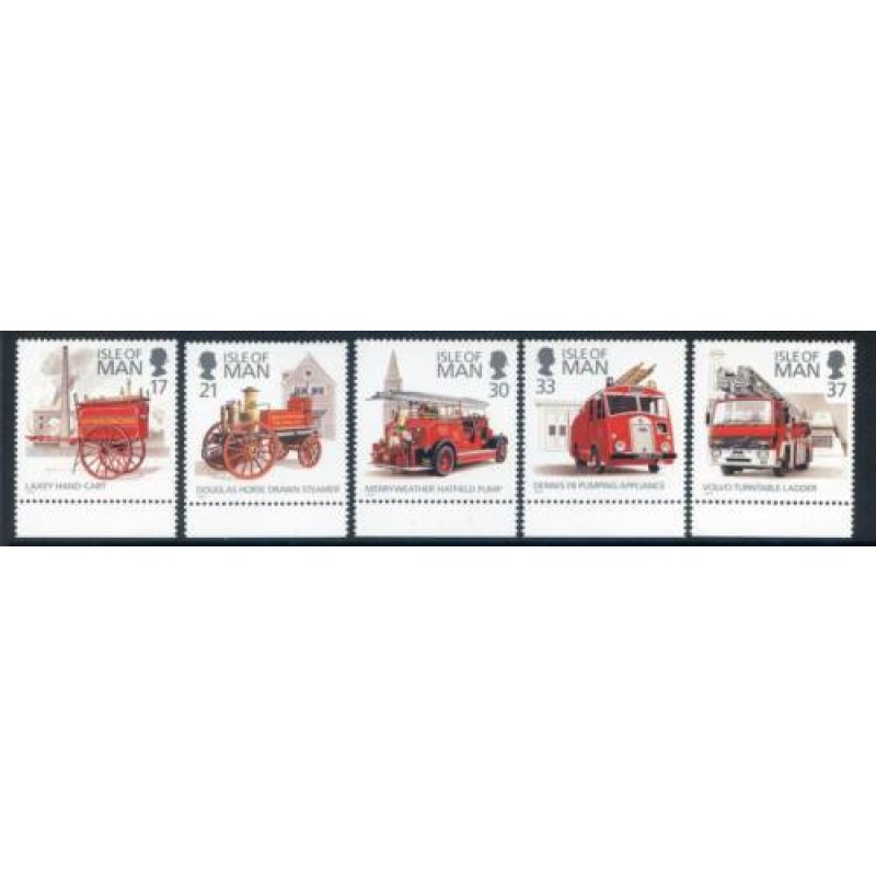 Isle Of Man 1991 Fire Engines Set SG485 489 MNH