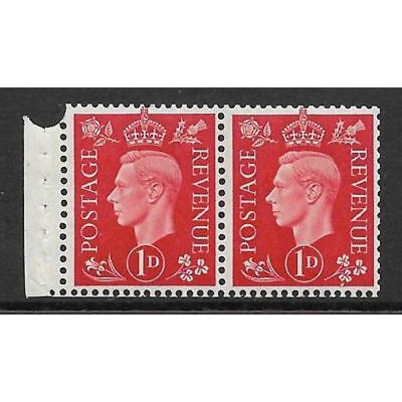 QB12a 1d Red Booklet pane Inverted perf E with sheet punch hole UNMOUNTED MINT