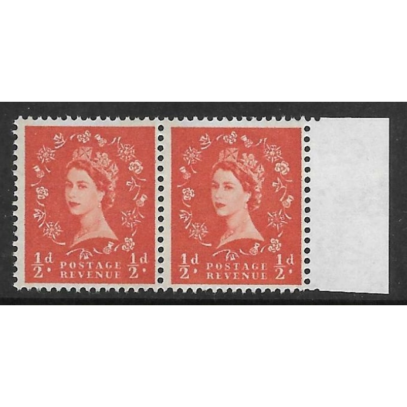 Sg S12a d Wilding Phos 1 x6mm NB Right marginal pair UNMOUNTED MINT