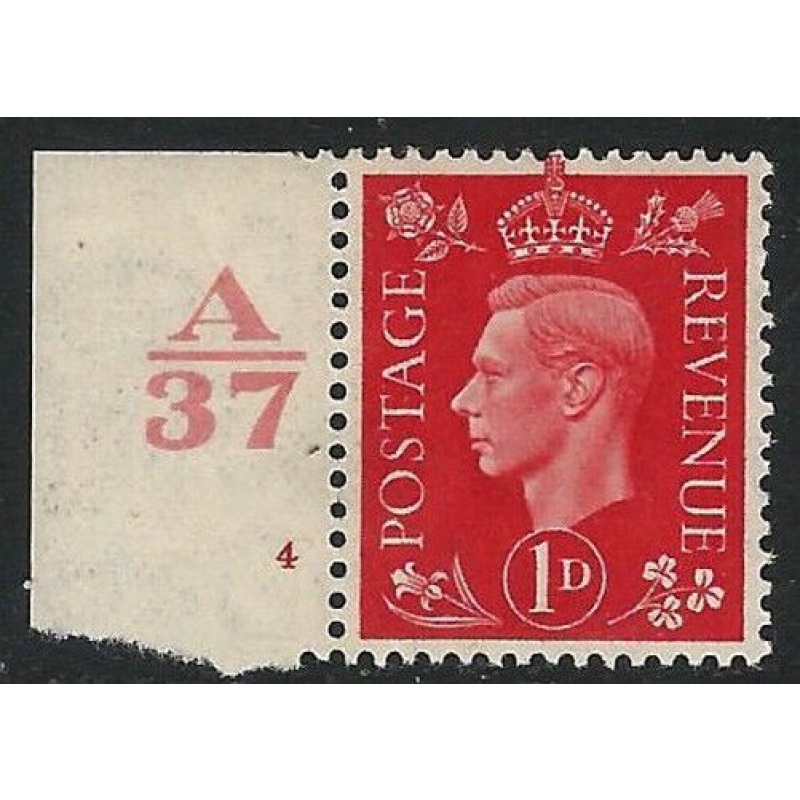 KGVI - Sg 463 - 1d Scarlet Control A 37 Cylin. 4 MNH