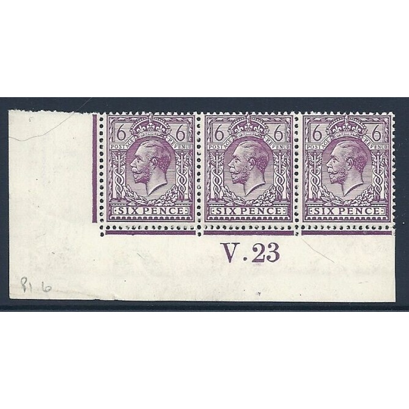 N26(8) 6d Plum Royal Cypher Control V Dot 23 Imperf UNMOUNTED MINT