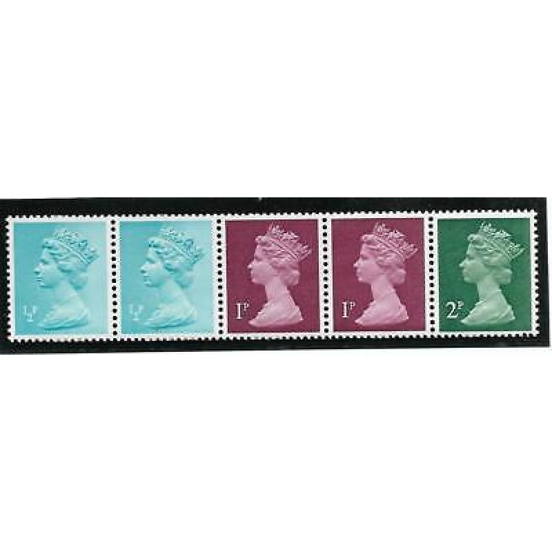 Multi Value coil strips Varieties - GA with missing phos  screened band MNH