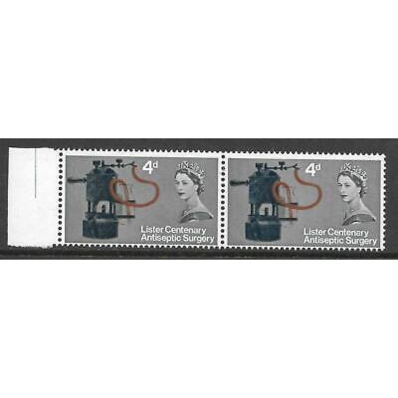 Sg 667c 1965 Lister 4d (Ord) - Listed Flaw - Corner Scratch pair UNMOUNTED MINT