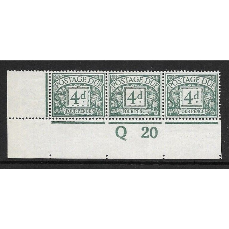 D6a 4d Royal Cypher Postage due Wmk Inverted Control Q 20 Imperf MOUNTED MINT