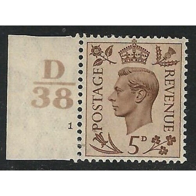 KGVI - Sg 469 - 5d Brown Control D 38 Cylin. 1 MNH