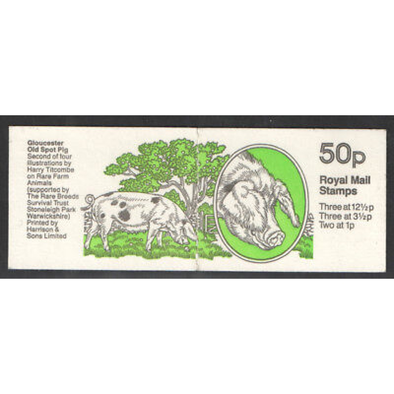 FB24 Apr 1983 Old Spot Pig (2nd Farm Animals) 50p Folded Booklet - good perfs