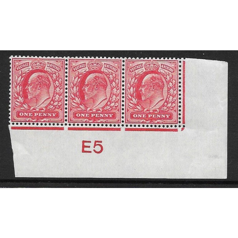 Sg 219 M5(1) 1d Scarlet Control E5 Strip of 3 UNMOUNTED MINT MNH