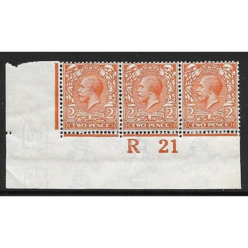 N19(5) 2d Orange Royal Cypher Control R 21 imperf strip 3 lightly MOUNTED MINT