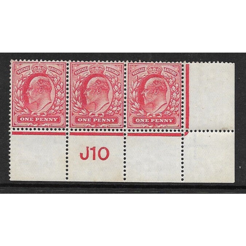 M5(1) 1d Scarlet EDVII De La Rue control J10 perf plate 84 UNMOUNTED MINT